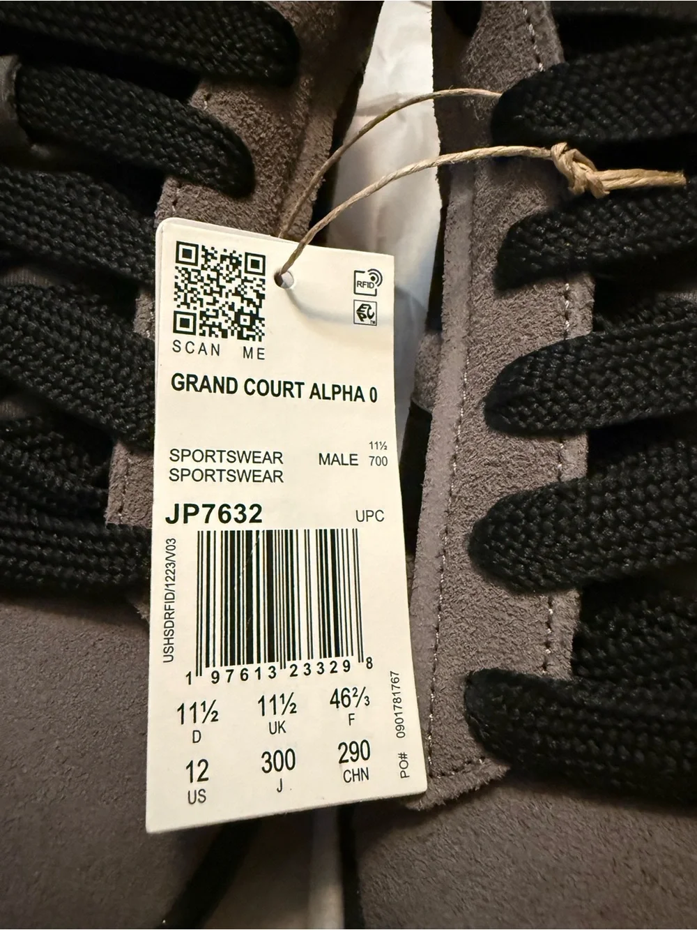 NIB Adidas Grand Court Alpha 0 Gray and Black Suede Sneakers